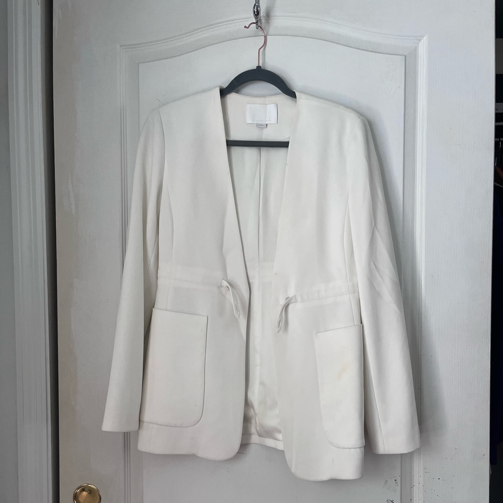 Alexander Wang White soft shoulder evening blazer